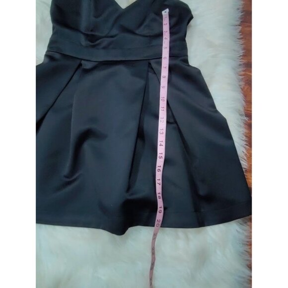 Lulus Spaghetti Strap Satin Skater Pleated Fit & Flare Mini Dress Black Womens S - Picture 9 of 13